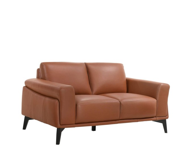 Lucca Top Grain Leather Loveseat Cognac